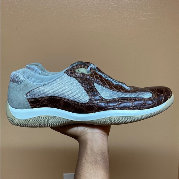 2000s OG Prada American Cup Low Trainers Crocodile Leather - Picture 1 of 17